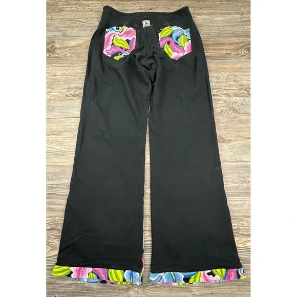 Nilla Shields Pants Floral Print Cotton Psychedelic Hippie Boho 70's Vibe ~LARGE - Picture 6 of 12